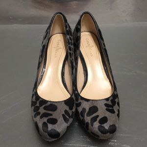 ColeHaan Gray&BLack leopard calf hair2”patent HEEL